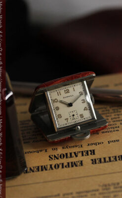 ダンヒル 革張り携行用アンティーク懐中時計・置時計 【1940年頃】-P2281-7