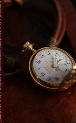 繊細な装飾の綺麗なウォルサムの金無垢アンティーク懐中時計 【1904年製】-P2284-12