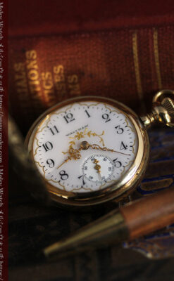 繊細な装飾の綺麗なウォルサムの金無垢アンティーク懐中時計 【1904年製】-P2284-13