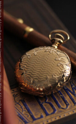 繊細な装飾の綺麗なウォルサムの金無垢アンティーク懐中時計 【1904年製】-P2284-6