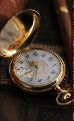繊細な装飾の綺麗なウォルサムの金無垢アンティーク懐中時計 【1904年製】-P2284-7