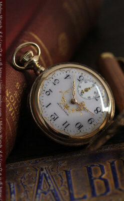 繊細な装飾の綺麗なウォルサムの金無垢アンティーク懐中時計 【1904年製】-P2284-8