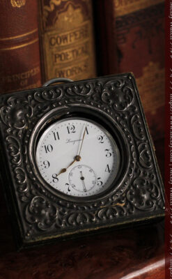 ロンジンの銀無垢懐中時計と銀のスタンド 【1908年製】-P2285-11