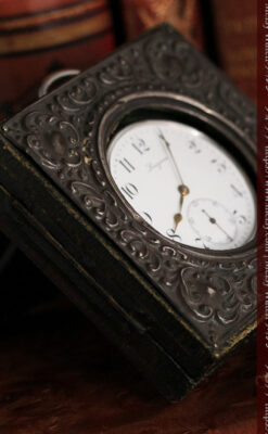 ロンジンの銀無垢懐中時計と銀のスタンド 【1908年製】-P2285-18