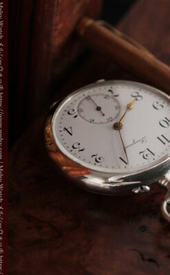 ロンジンの銀無垢懐中時計と銀のスタンド 【1908年製】-P2285-21