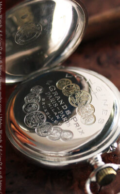 ロンジンの銀無垢懐中時計と銀のスタンド 【1908年製】-P2285-22