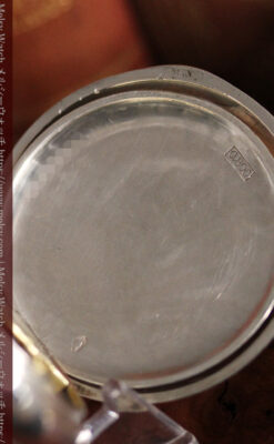 ロンジンの銀無垢懐中時計と銀のスタンド 【1908年製】-P2285-24