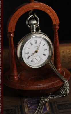 エルジンのアンティーク懐中時計 雪の結晶【1900年製】チェーン付き-P2286-14