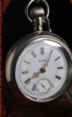 エルジンのアンティーク懐中時計 雪の結晶【1900年製】チェーン付き-P2286-16