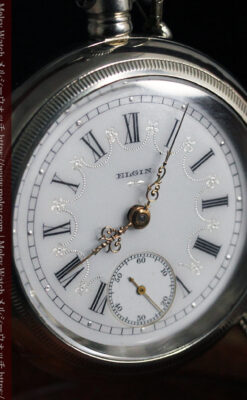 エルジンのアンティーク懐中時計 雪の結晶【1900年製】チェーン付き-P2286-17
