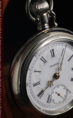 エルジンのアンティーク懐中時計 雪の結晶【1900年製】チェーン付き-P2286-18