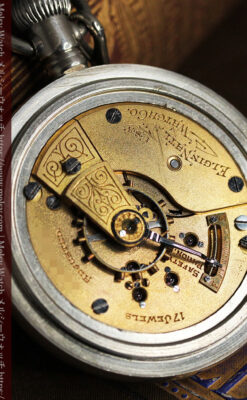 エルジンのアンティーク懐中時計 雪の結晶【1900年製】チェーン付き-P2286-22