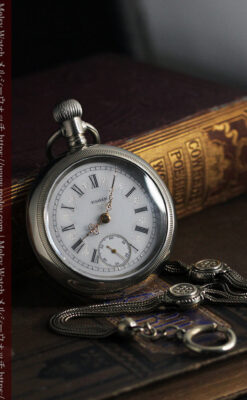 エルジンのアンティーク懐中時計 雪の結晶【1900年製】チェーン付き-P2286-3