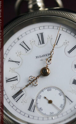 エルジンのアンティーク懐中時計 雪の結晶【1900年製】チェーン付き-P2286-6