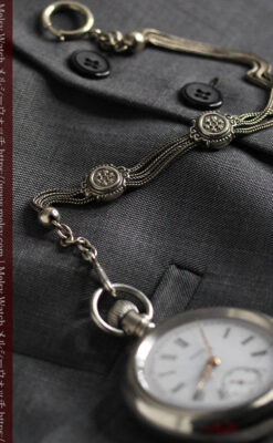 エルジンのアンティーク懐中時計 雪の結晶【1900年製】チェーン付き-P2286-8