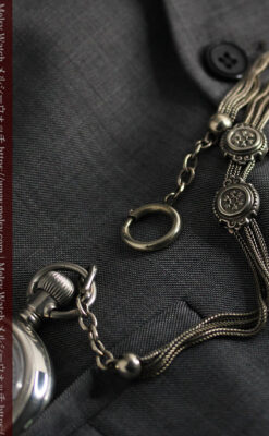 エルジンのアンティーク懐中時計 雪の結晶【1900年製】チェーン付き-P2286-9