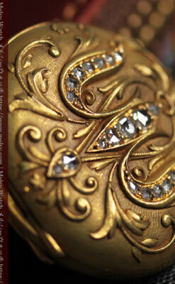 ロンジン 18金無垢アンティーク懐中時計 紋章型ダイヤモンド装飾 【1906年製】-P2289-11