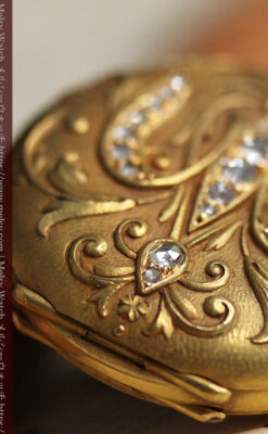 ロンジン 18金無垢アンティーク懐中時計 紋章型ダイヤモンド装飾 【1906年製】-P2289-13