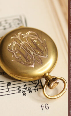 ロンジン 18金無垢アンティーク懐中時計 紋章型ダイヤモンド装飾 【1906年製】-P2289-21