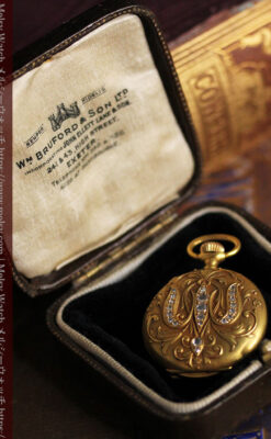 ロンジン 18金無垢アンティーク懐中時計 紋章型ダイヤモンド装飾 【1906年製】-P2289-31