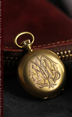 ロンジン 18金無垢アンティーク懐中時計 紋章型ダイヤモンド装飾 【1906年製】-P2289-6