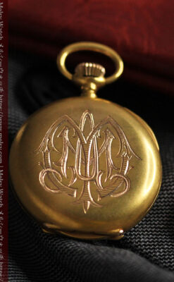 ロンジン 18金無垢アンティーク懐中時計 紋章型ダイヤモンド装飾 【1906年製】-P2289-7