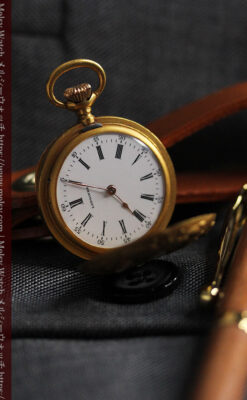 ロンジン 18金無垢アンティーク懐中時計 紋章型ダイヤモンド装飾 【1906年製】-P2289-9