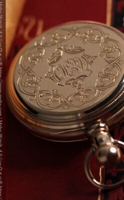 ウォルサム 金無垢アンティーク懐中時計 美しい花と金彩装飾【1886年製】箱付き-P2290-15