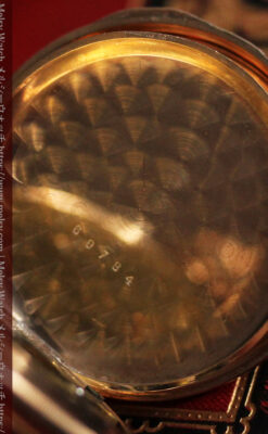 ウォルサム 金無垢アンティーク懐中時計 美しい花と金彩装飾【1886年製】箱付き-P2290-22