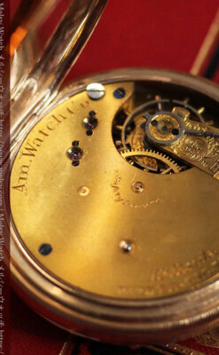 ウォルサム 金無垢アンティーク懐中時計 美しい花と金彩装飾【1886年製】箱付き-P2290-23