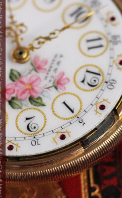 ウォルサム 金無垢アンティーク懐中時計 美しい花と金彩装飾【1886年製】箱付き-P2290-25