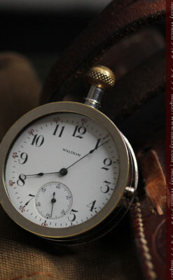 ウォルサムのスケルトン懐中時計と腕時計兼用バンド 【1900年頃】-P2291-1
