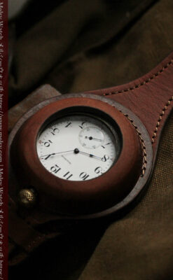 ウォルサムのスケルトン懐中時計と腕時計兼用バンド 【1900年頃】-P2291-12