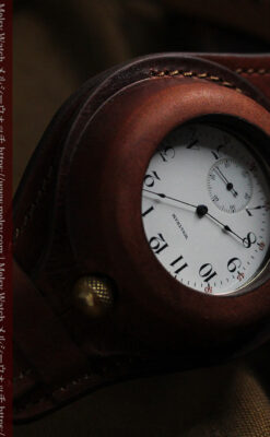 ウォルサムのスケルトン懐中時計と腕時計兼用バンド 【1900年頃】-P2291-13