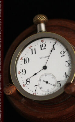 ウォルサムのスケルトン懐中時計と腕時計兼用バンド 【1900年頃】-P2291-19