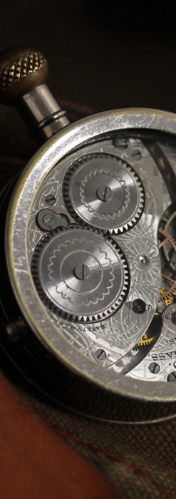 ウォルサムのスケルトン懐中時計と腕時計兼用バンド 【1900年頃】-P2291-2