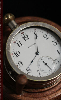 ウォルサムのスケルトン懐中時計と腕時計兼用バンド 【1900年頃】-P2291-20