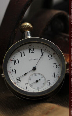 ウォルサムのスケルトン懐中時計と腕時計兼用バンド 【1900年頃】-P2291-5