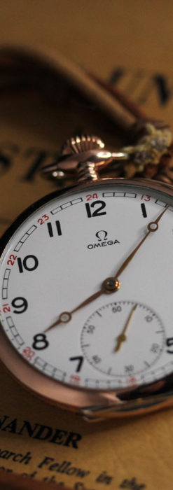 オメガ ローズ色の銀無垢アンティーク懐中時計 【1941年製】-P2293-1