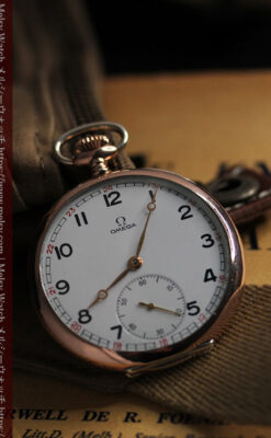 オメガ ローズ色の銀無垢アンティーク懐中時計 【1941年製】-P2293-10