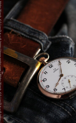 オメガ ローズ色の銀無垢アンティーク懐中時計 【1941年製】-P2293-2