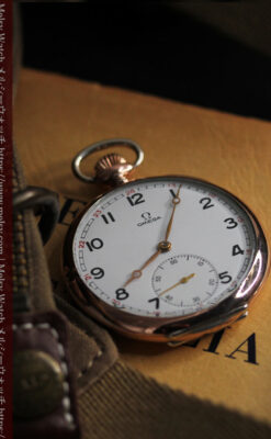 オメガ ローズ色の銀無垢アンティーク懐中時計 【1941年製】-P2293-4