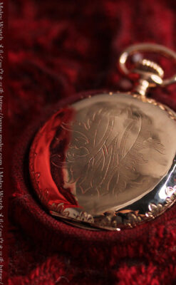 オメガ 彫りと装飾の美しい14金無垢アンティーク懐中時計 【1907年製】-P2296-11