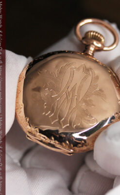 オメガ 彫りと装飾の美しい14金無垢アンティーク懐中時計 【1907年製】-P2296-18