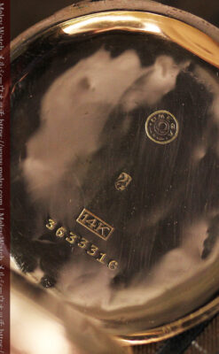 オメガ 彫りと装飾の美しい14金無垢アンティーク懐中時計 【1907年製】-P2296-19