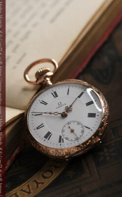 オメガ 彫りと装飾の美しい14金無垢アンティーク懐中時計 【1907年製】-P2296-7