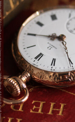 オメガ 彫りと装飾の美しい14金無垢アンティーク懐中時計 【1907年製】-P2296-8