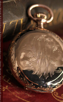 オメガ 彫りと装飾の美しい14金無垢アンティーク懐中時計 【1907年製】-P2296-9