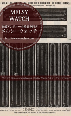 懐中時計チェーン広告 【1900年頃】 女性用の金無垢チェーン-M3308
