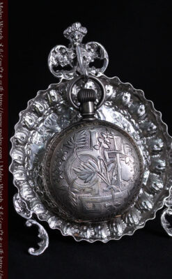 女神のアンティーク銀無垢懐中時計スタンド-S0840-14